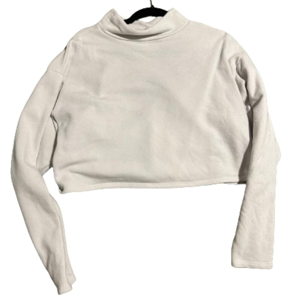 🤍 Express White Crop Sweatshirt - Medium, Mockneck